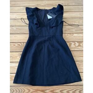 NWT $148 French Connection Ruffle Detail Sleeveless Dress 4 Women’s Black